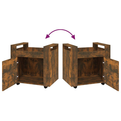 vidaXL Desk Trolley Smoked Oak 60x45x60 cm Engineered Wood