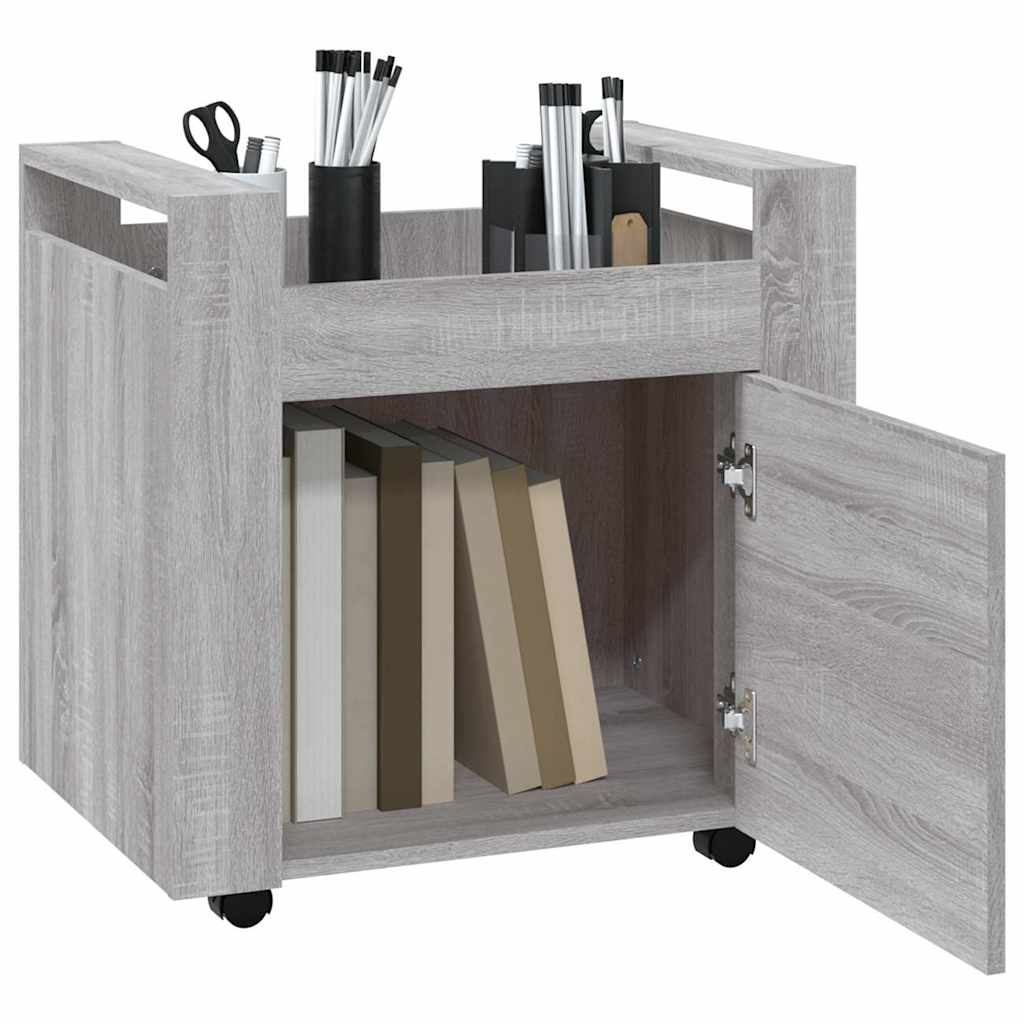 vidaXL Desk Trolley Grey Sonoma 60x45x60 cm Engineered Wood