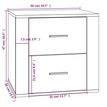 vidaXL Bedside Cabinet High Gloss White 50x39x47 cm