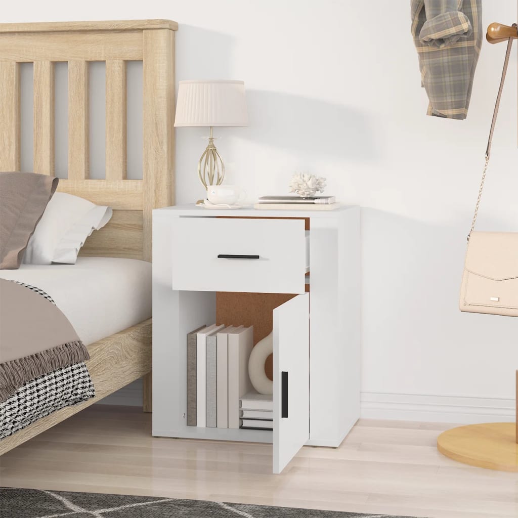 vidaXL Bedside Cabinet | White | Engineered wood | 50 x 36 x 60 cm