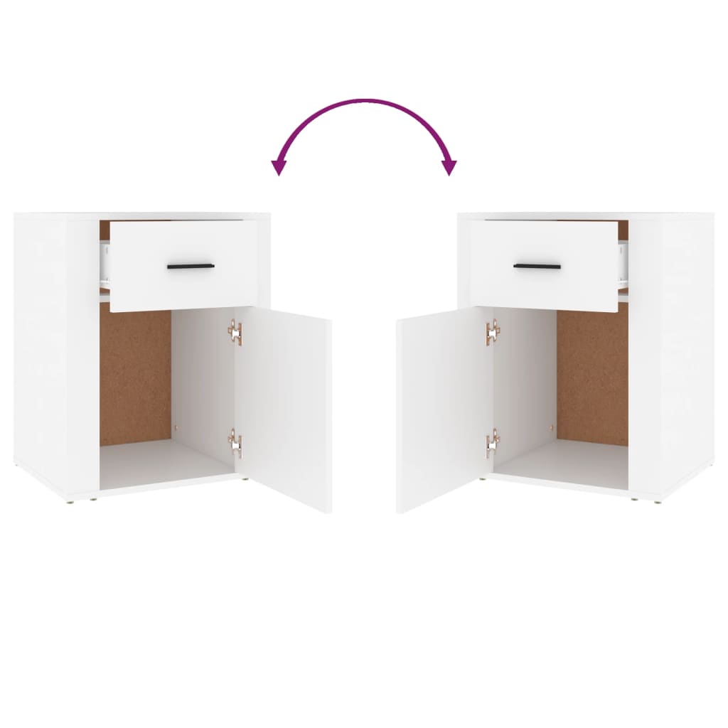 vidaXL Bedside Cabinet | White | Engineered wood | 50 x 36 x 60 cm