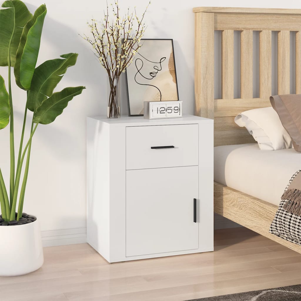 vidaXL Bedside Cabinet | White | Engineered wood | 50 x 36 x 60 cm