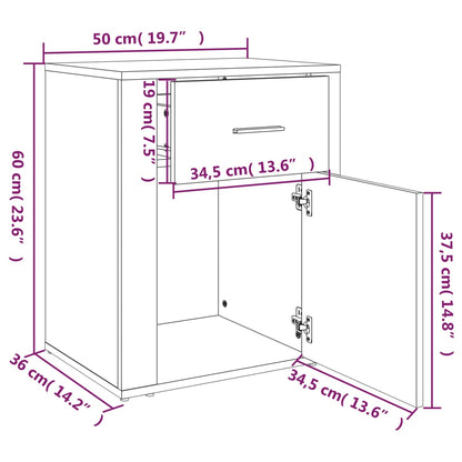 vidaXL Bedside Cabinet Concrete Grey 50x36x60 cm Engineered Wood
