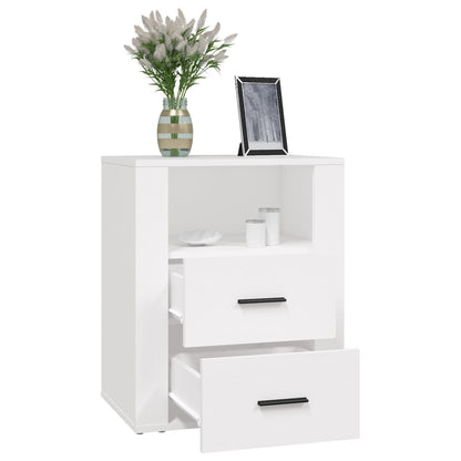 vidaXL Bedside Cabinet White 50x36x60 cm Engineered Wood