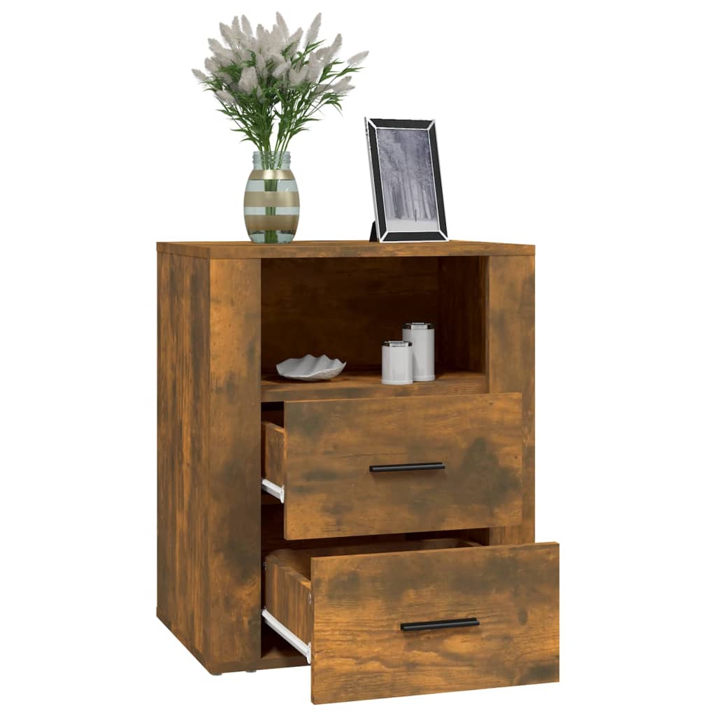 vidaXL Bedside Cabinet Smoked Oak 50x36x60 cm Engineered Wood