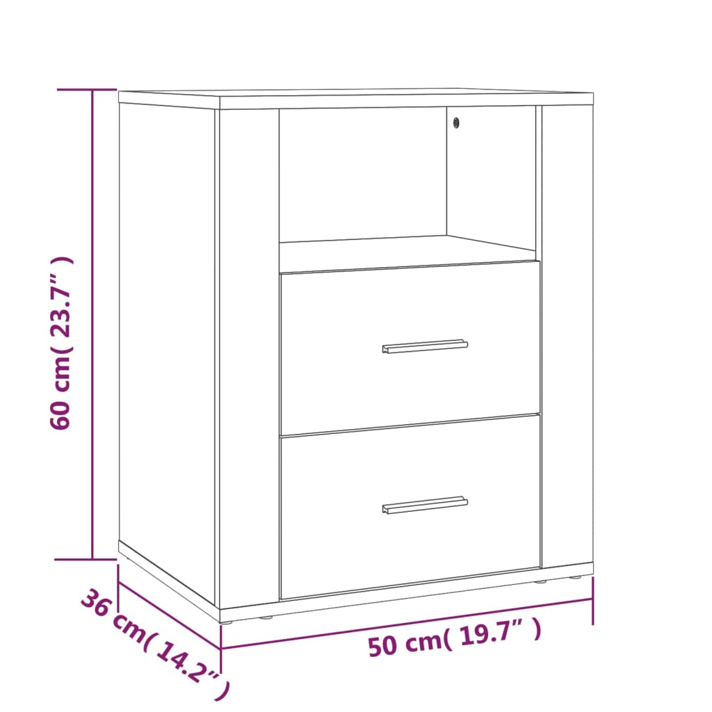vidaXL Bedside Cabinet Grey Sonoma 50x36x60 cm Engineered Wood