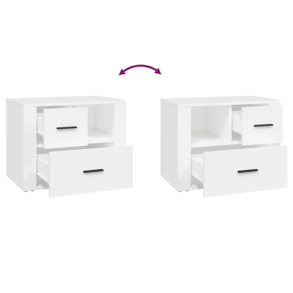 vidaXL Bedside Cabinet White 60x36x45 cm Engineered Wood