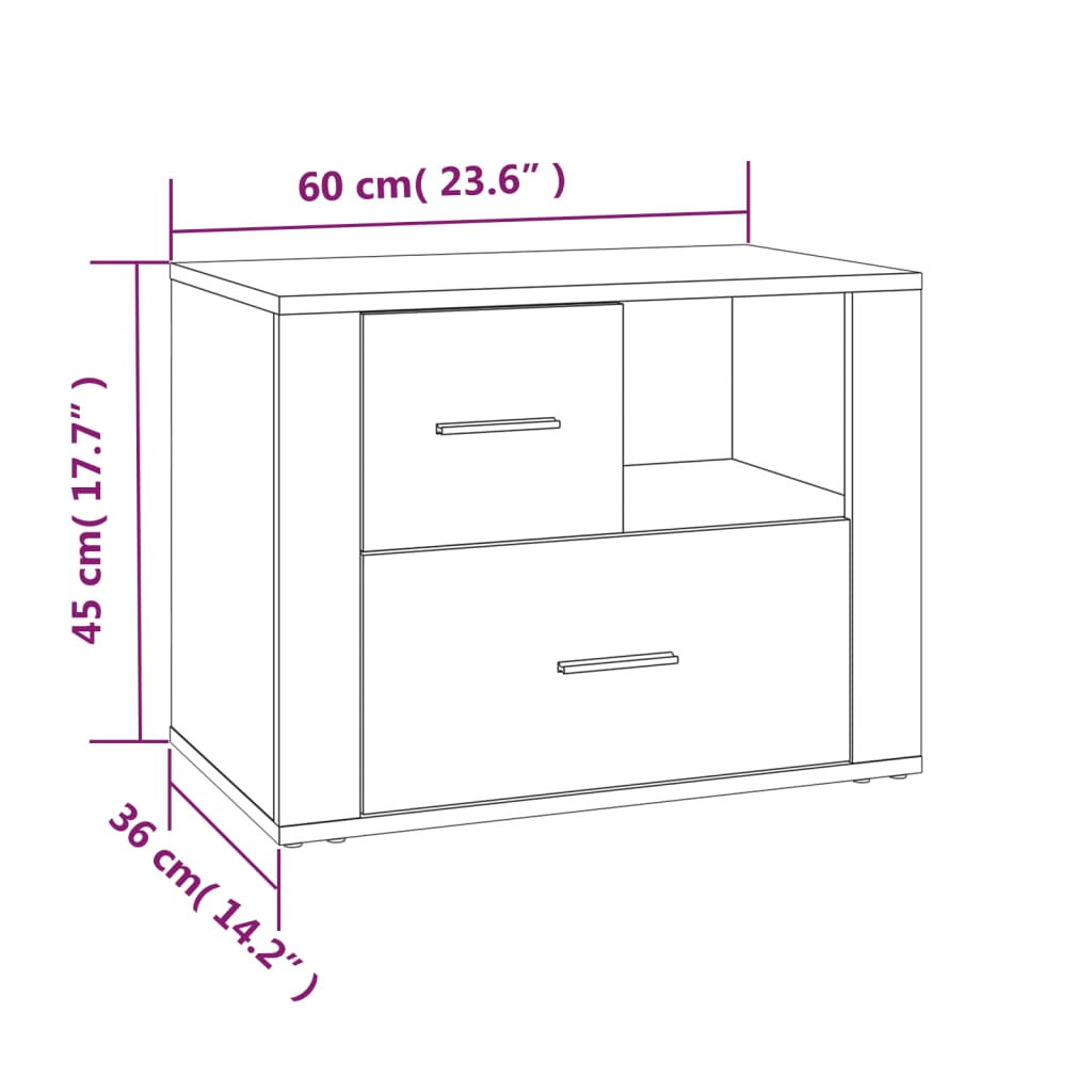 vidaXL Bedside Cabinet Grey Sonoma 60x36x45 cm Engineered Wood