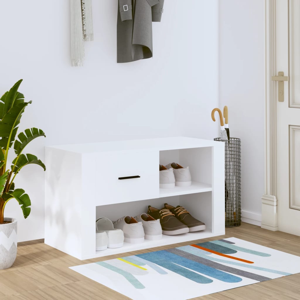 vidaXL Shoe Cabinet White 80x35x45 cm Engineered Wood