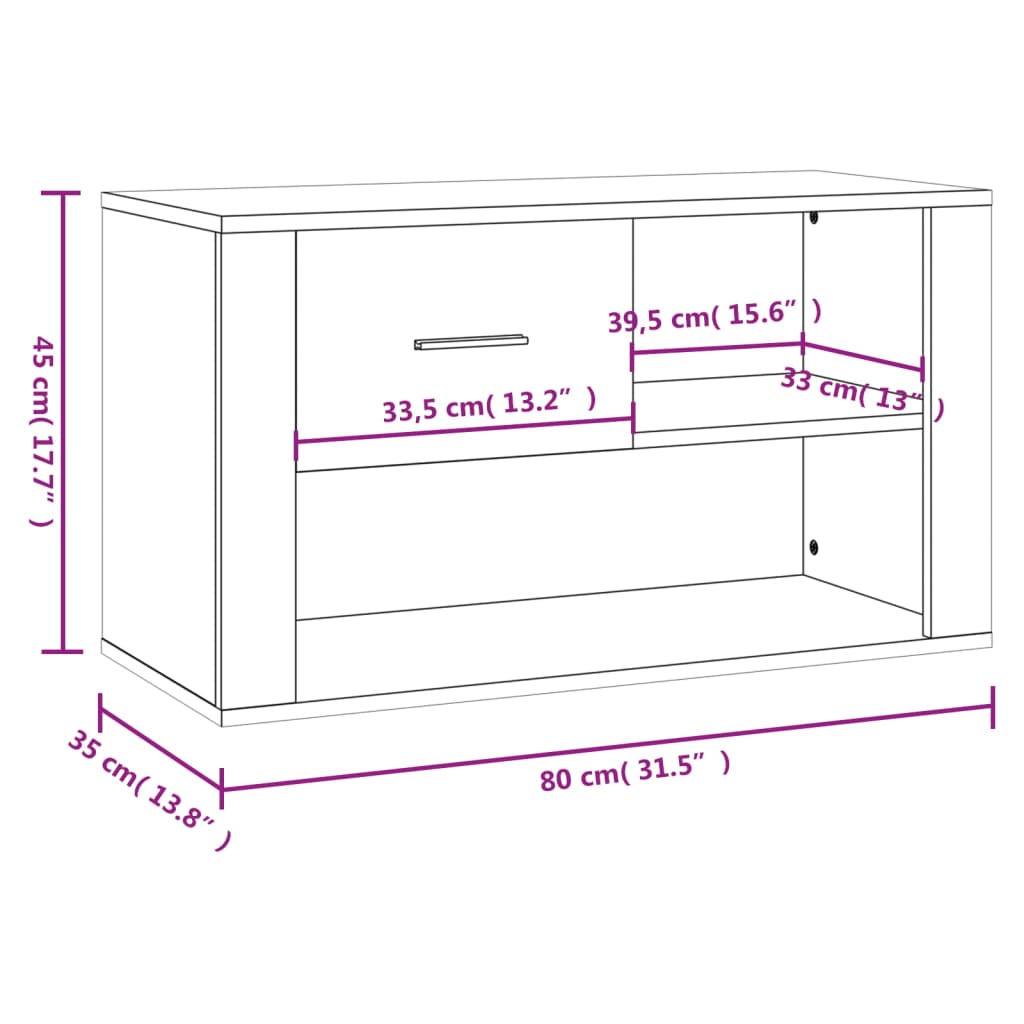 vidaXL Shoe Cabinet High Gloss White 80x35x45 cm Engineered Wood