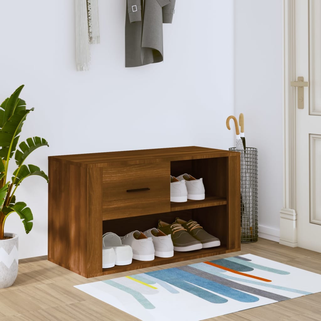 vidaXL Shoe Cabinet Brown Oak 80x35x45 cm Engineered Wood