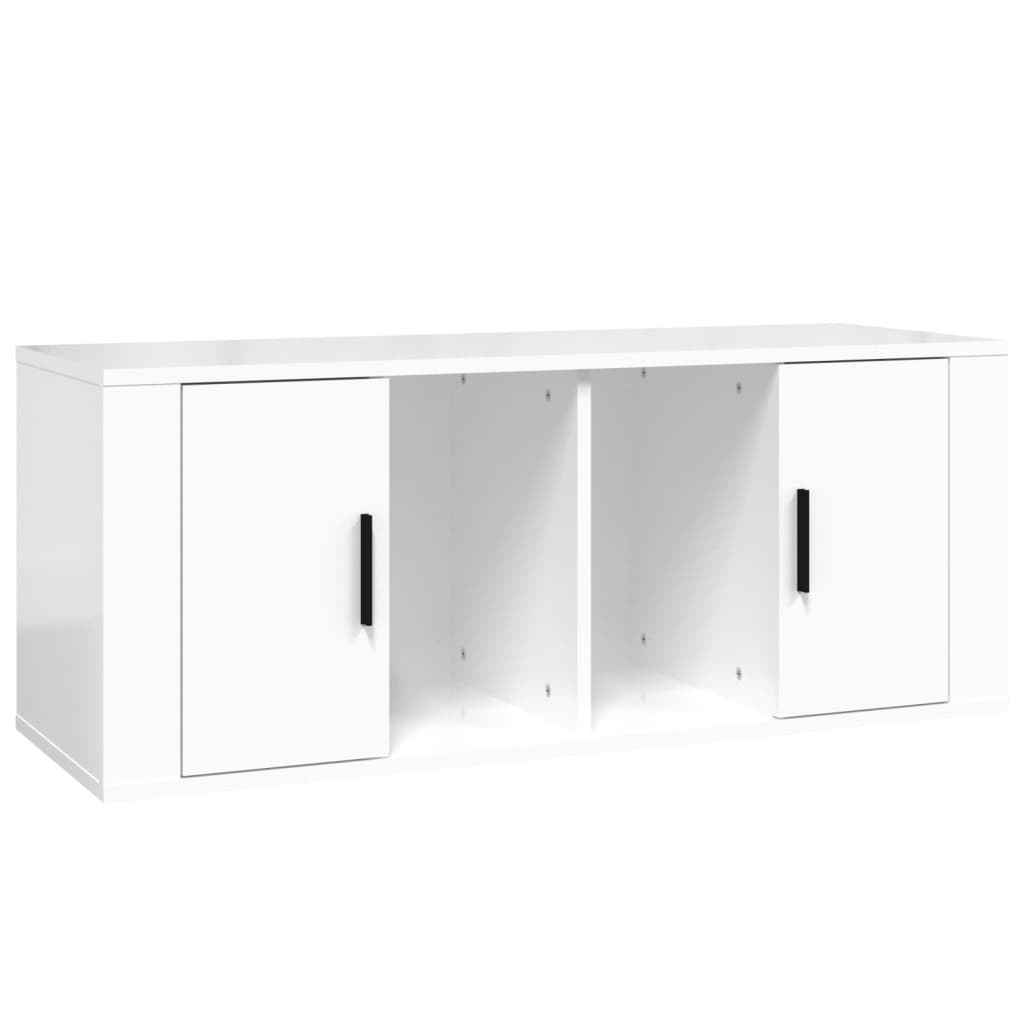 vidaXL TV Cabinet High Gloss White 100x35x40 cm Engineered Wood