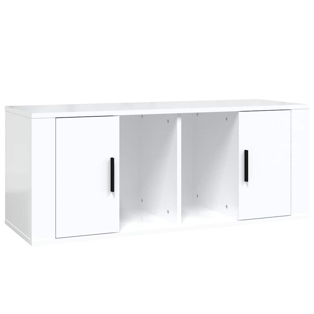 vidaXL TV Cabinet High Gloss White 100x35x40 cm Engineered Wood