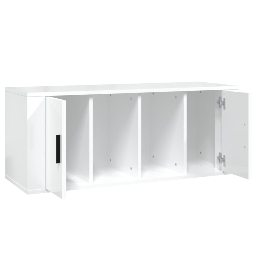 vidaXL TV Cabinet High Gloss White 100x35x40 cm Engineered Wood