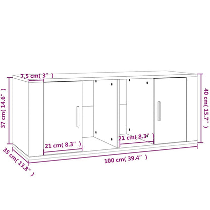 vidaXL TV Cabinet High Gloss White 100x35x40 cm Engineered Wood