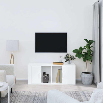 vidaXL TV Cabinet High Gloss White 100x35x40 cm Engineered Wood