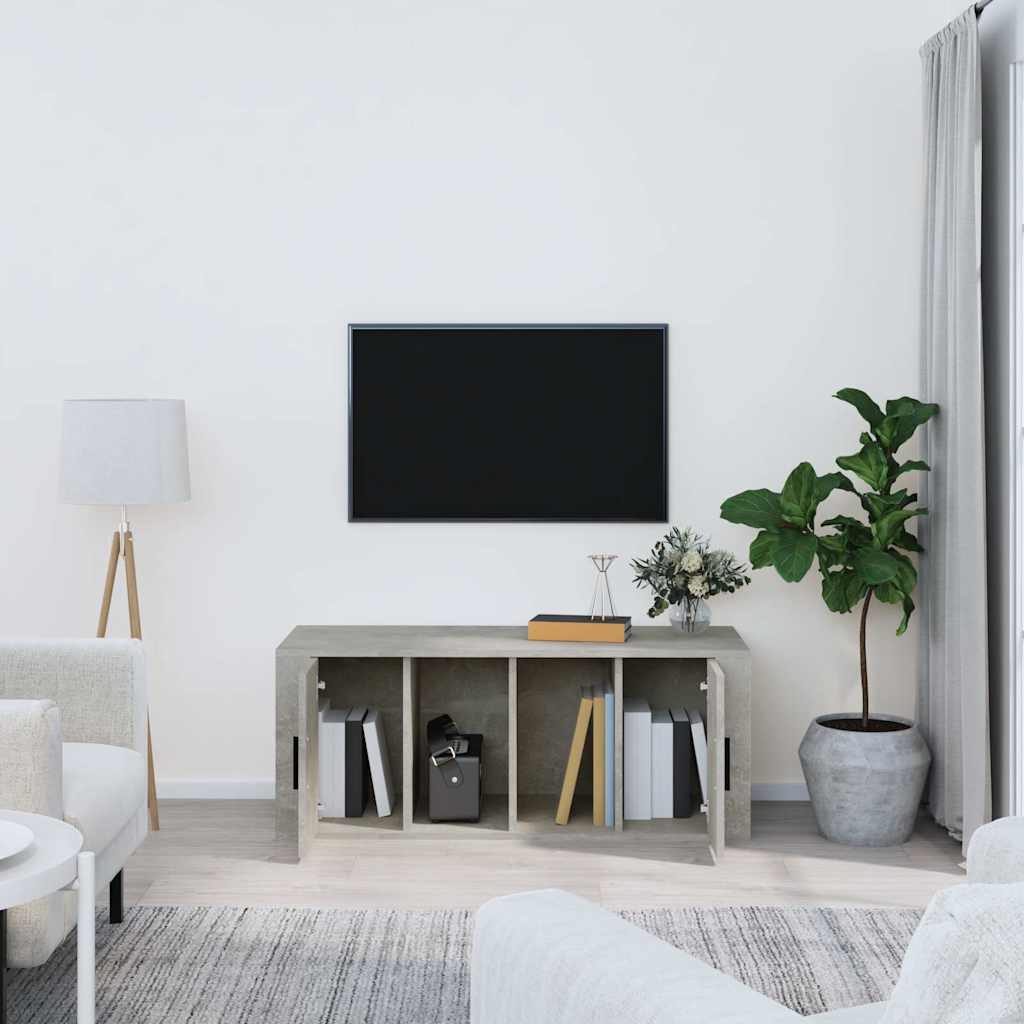 vidaXL TV Cabinet Concrete Grey 100x35x40 cm Engineered Wood