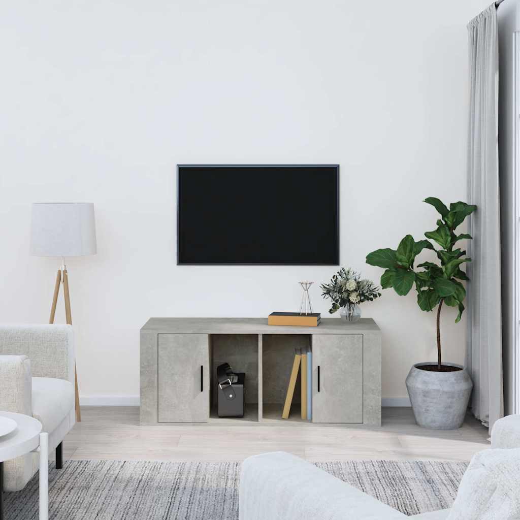 vidaXL TV Cabinet Concrete Grey 100x35x40 cm Engineered Wood