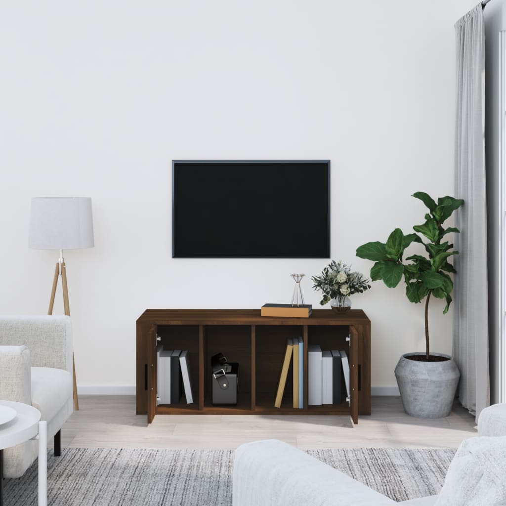 vidaXL TV Cabinet Brown Oak 100x35x40 cm Engineered Wood