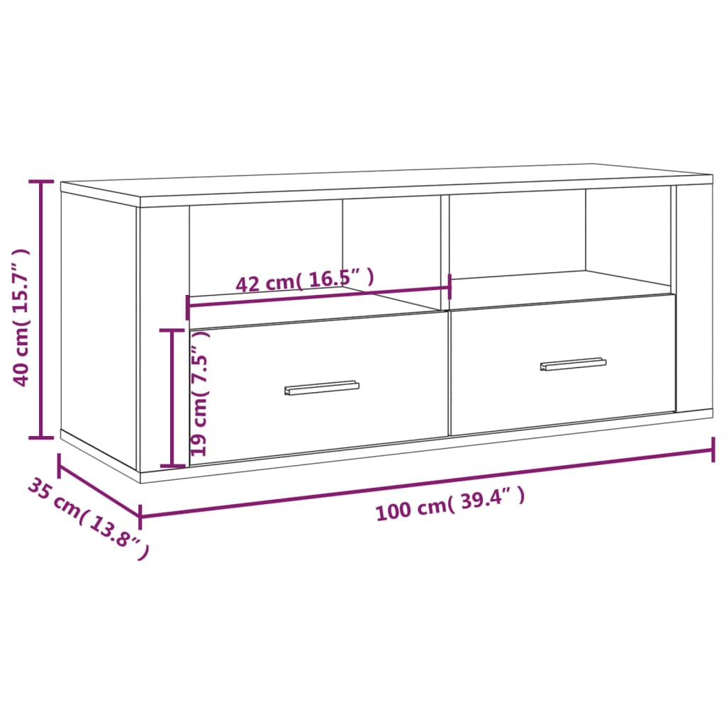 vidaXL TV Cabinet Concrete Grey 100x35x40 cm Engineered Wood