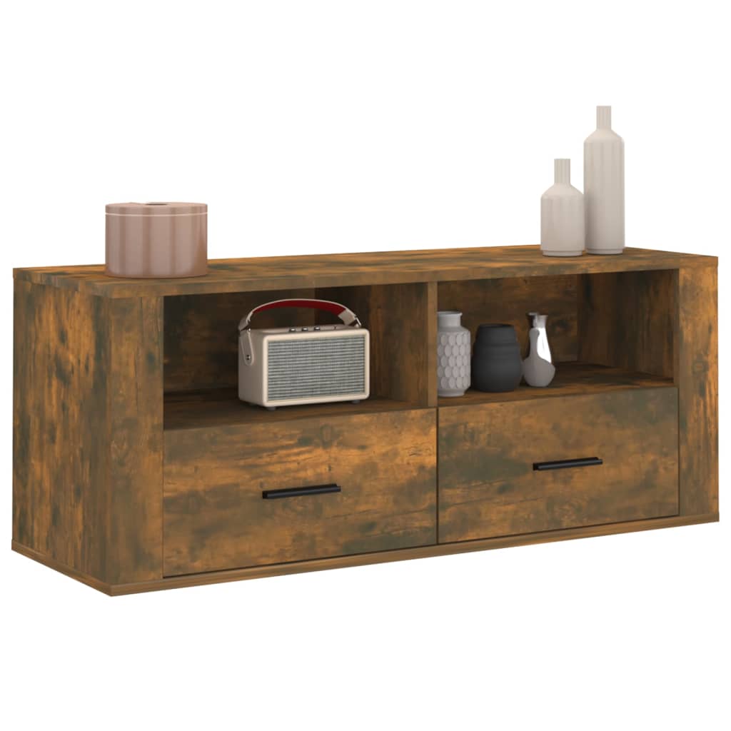 vidaXL TV Cabinet Smoked Oak 100x35x40 cm Engineered Wood