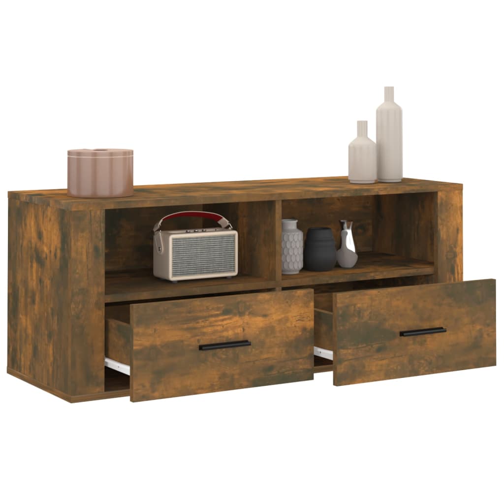 vidaXL TV Cabinet Smoked Oak 100x35x40 cm Engineered Wood