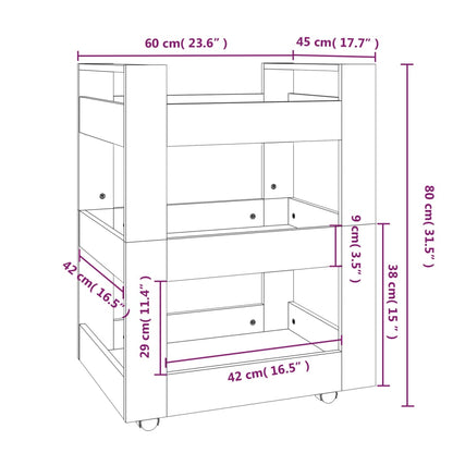 vidaXL Kitchen Trolley Sonoma Oak 60x45x80 cm Engineered Wood