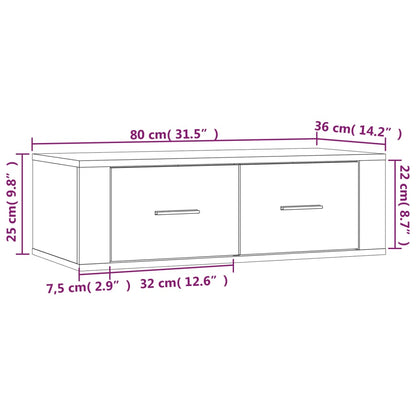 vidaXL Hanging TV Cabinet Grey Sonoma 80x36x25 cm Engineered Wood