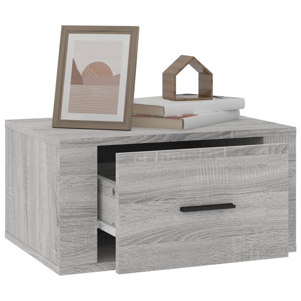 vidaXL Wall-mounted Bedside Cabinet Grey Sonoma 50x36x25 cm
