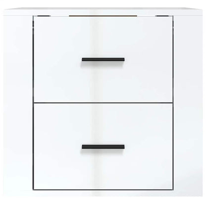 vidaXL Wall-mounted Bedside Cabinet High Gloss White 50x36x47 cm