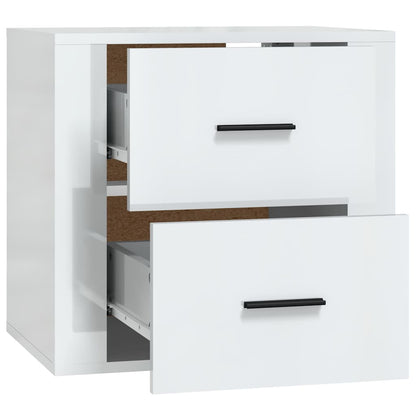 vidaXL Wall-mounted Bedside Cabinet High Gloss White 50x36x47 cm