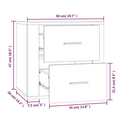 vidaXL Wall-mounted Bedside Cabinet Smoked Oak 50x36x47 cm