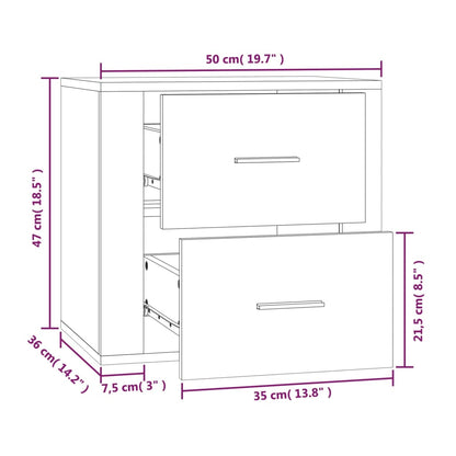 vidaXL Wall-mounted Bedside Cabinet Grey Sonoma 50x36x47 cm