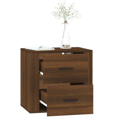 vidaXL Wall-mounted Bedside Cabinet Brown Oak 50x36x47 cm