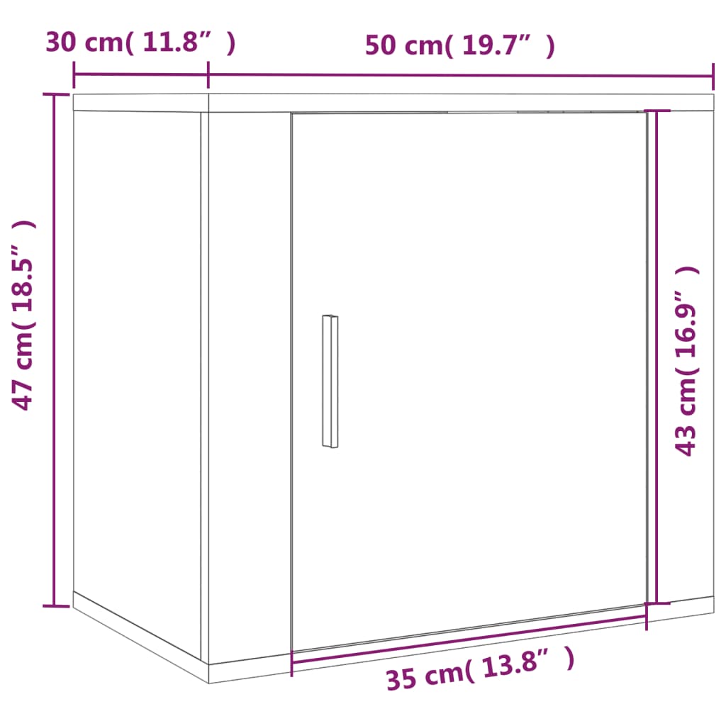 vidaXL Wall-mounted Bedside Cabinet High Gloss White 50x30x47 cm
