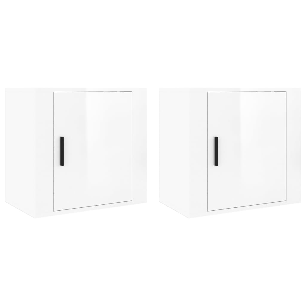 vidaXL Wall-mounted Bedside Cabinets 2 pcs High Gloss White 50x30x47cm