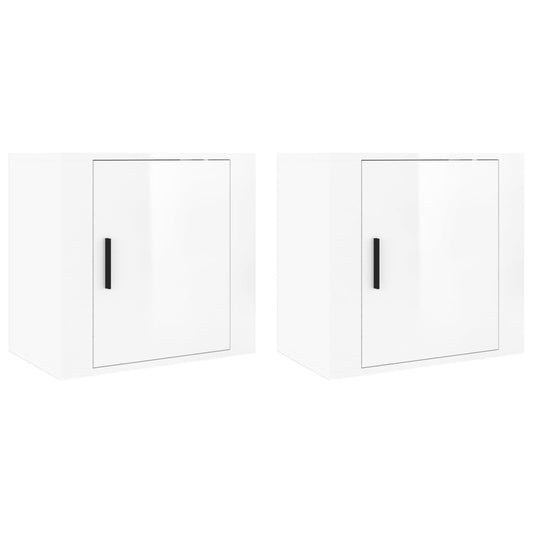 vidaXL Wall-mounted Bedside Cabinets 2 pcs High Gloss White 50x30x47cm