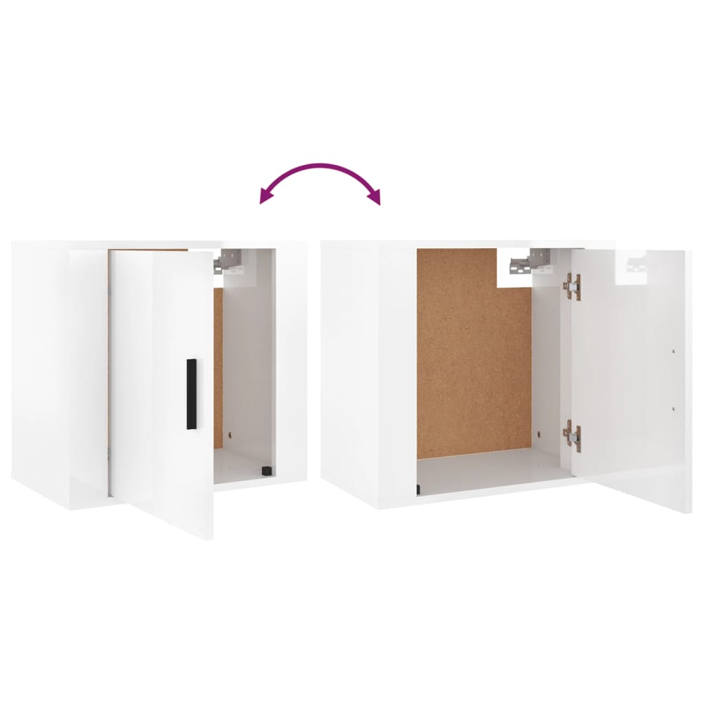vidaXL Wall-mounted Bedside Cabinets 2 pcs High Gloss White 50x30x47cm