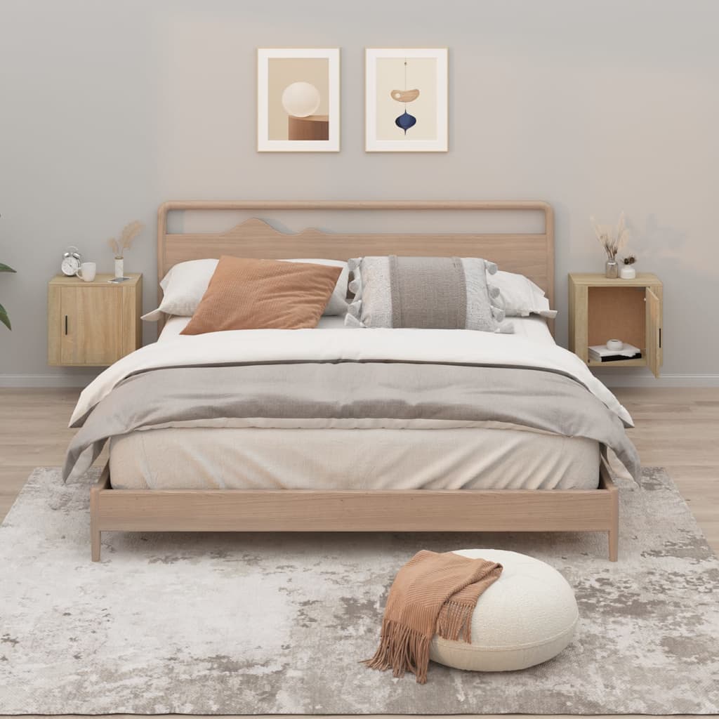 vidaXL Wall-mounted Bedside Cabinets 2 pcs Sonoma Oak 50x30x47 cm