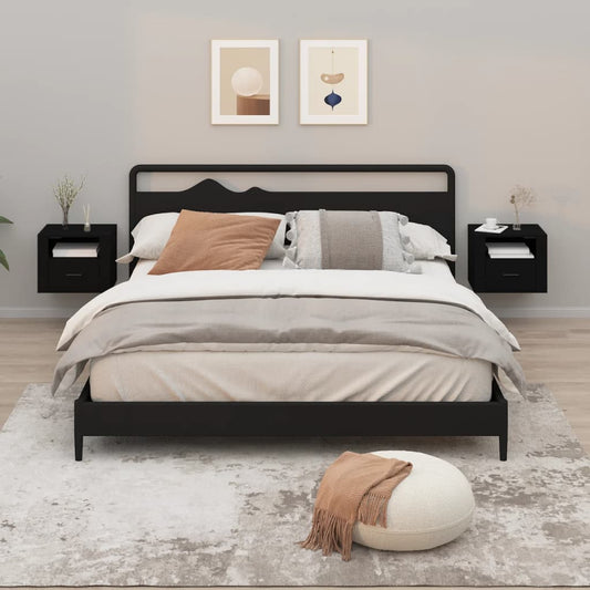 vidaXL Wall-mounted Bedside Cabinets 2 pcs Black 50x36x40 cm