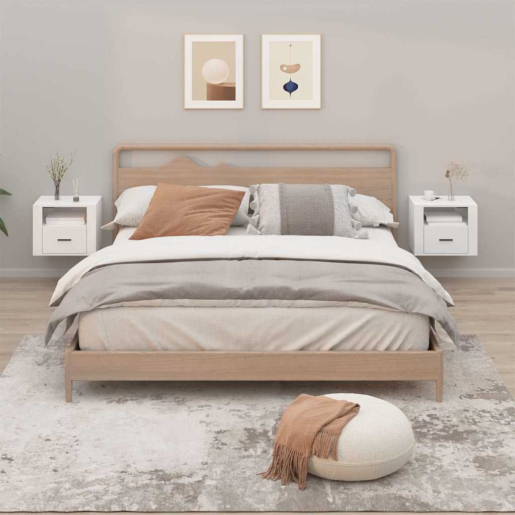 vidaXL Wall-mounted Bedside Cabinets 2 pcs High Gloss White 50x36x40cm