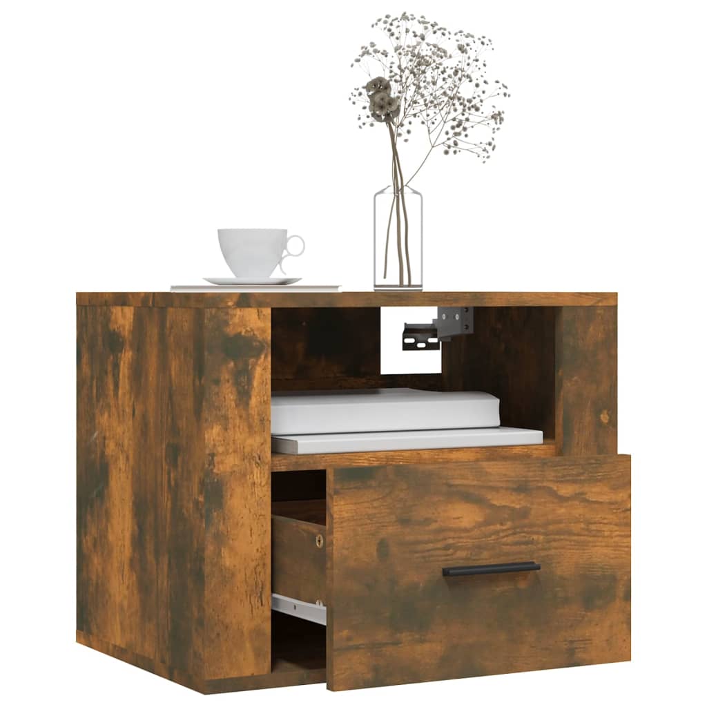 vidaXL Wall-mounted Bedside Cabinets 2 pcs Smoked Oak 50x36x40 cm