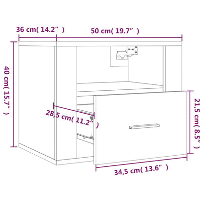 vidaXL Wall-mounted Bedside Cabinets 2 pcs Grey Sonoma 50x36x40 cm