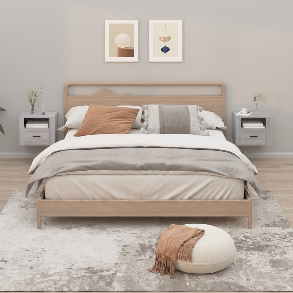 vidaXL Wall-mounted Bedside Cabinets 2 pcs Grey Sonoma 50x36x40 cm