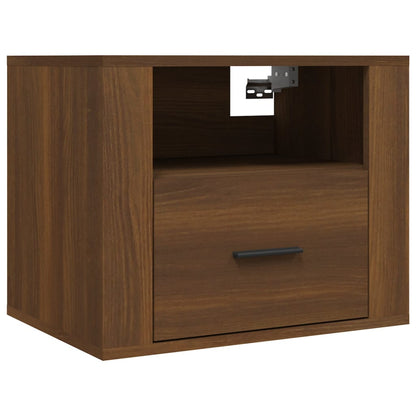 vidaXL Wall-mounted Bedside Cabinet Brown Oak 50x36x40 cm