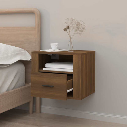vidaXL Wall-mounted Bedside Cabinet Brown Oak 50x36x40 cm