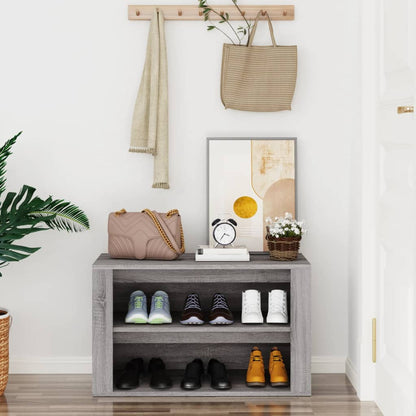 vidaXL Shoe Rack Grey Sonoma 75x35x45 cm Engineered Wood