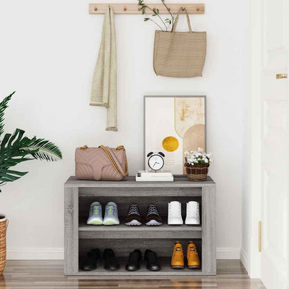 vidaXL Shoe Rack Grey Sonoma 75x35x45 cm Engineered Wood
