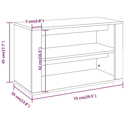 vidaXL Shoe Rack Grey Sonoma 75x35x45 cm Engineered Wood