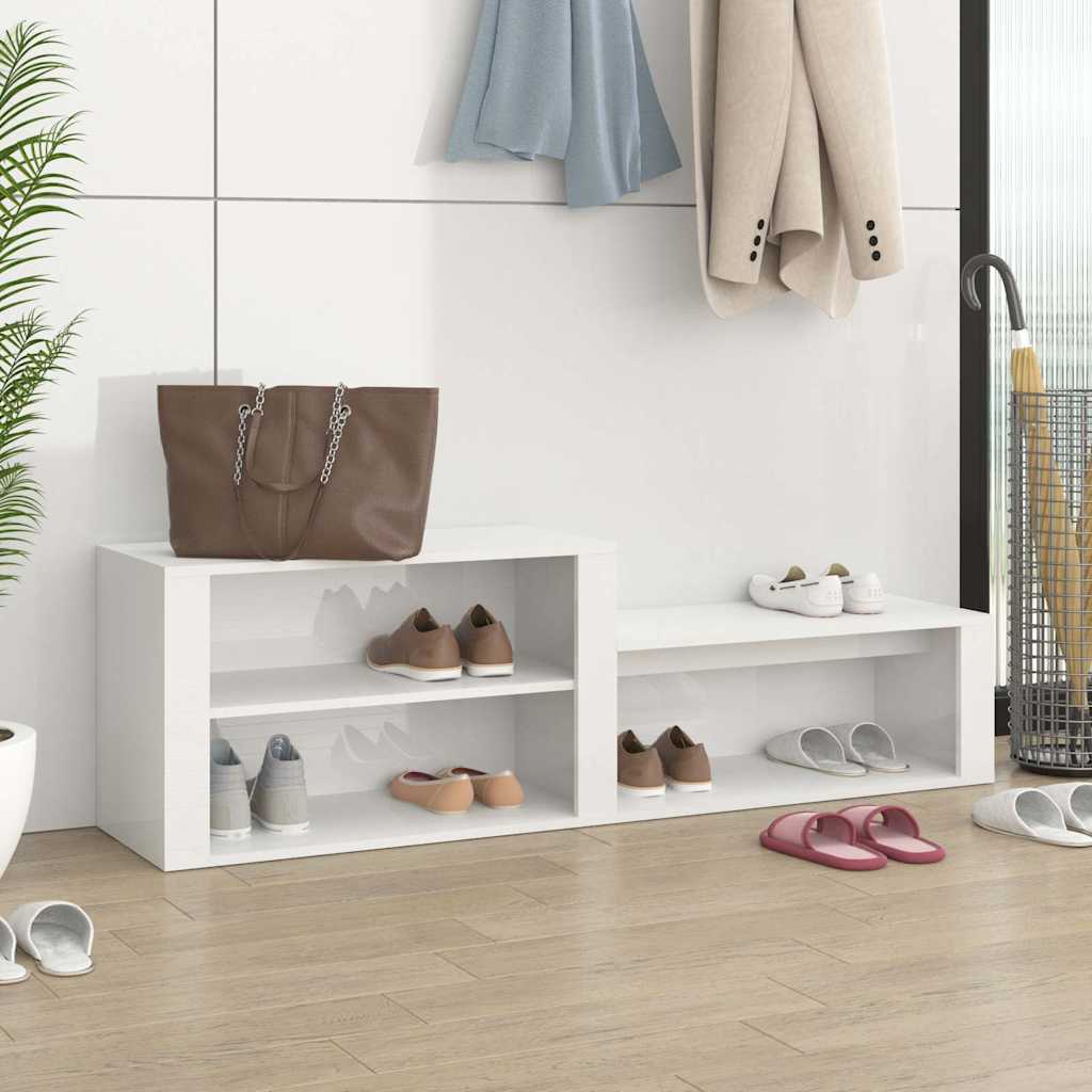 vidaXL Shoe Cabinet High Gloss White 150x35x45 cm Engineered Wood